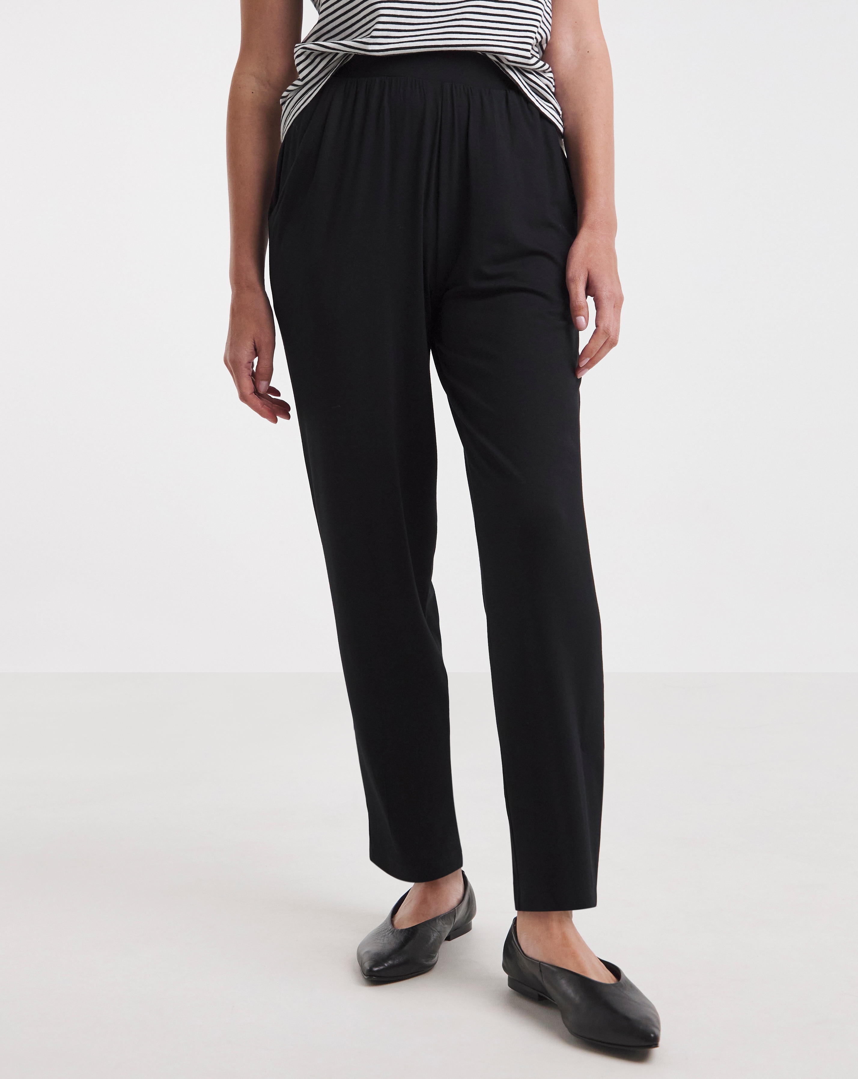 2 Pack Black Jersey Tapered Leg Trousers | JD Williams