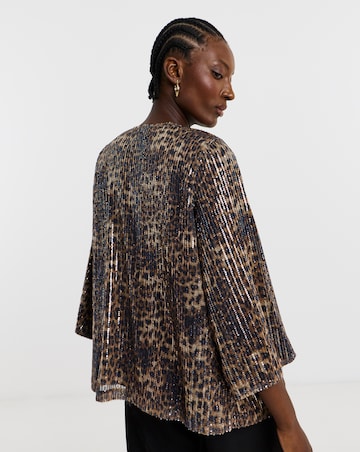 Leopard Sequin Short Kimono