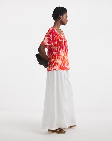 Printed Plisse Square Neck Top