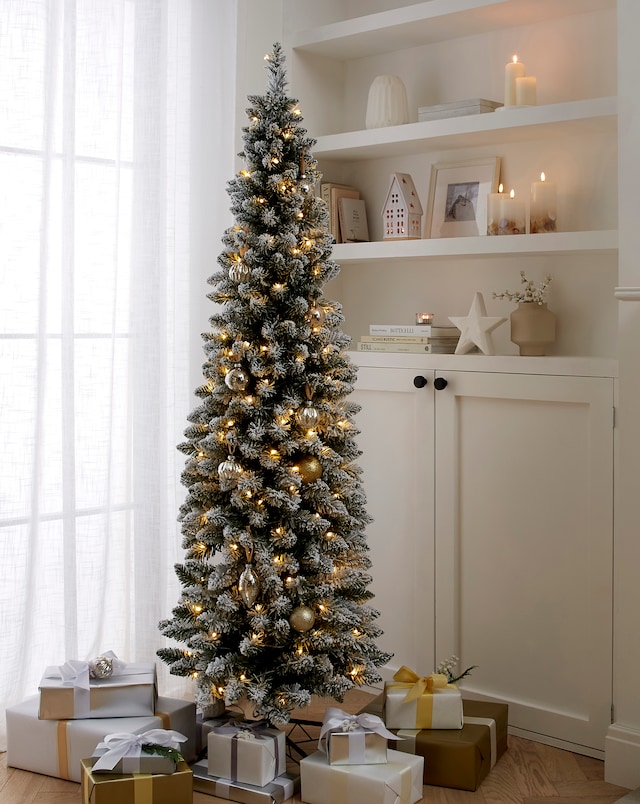 Pre-Lit Aspen Slim Flocked Christmas Tree