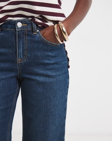 Dark Blue Turn Up Straight Leg Jean
