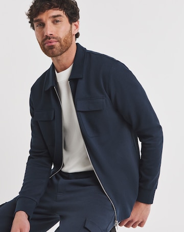 Folio Interlock Zip Shacket- Navy