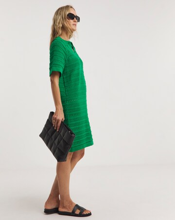 Crochet Collar Short Sleeve Dress