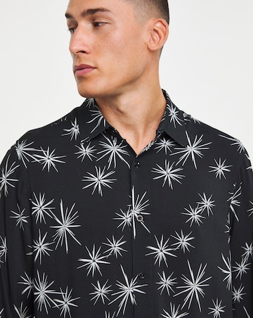 Long Sleeve Fireworks Print Shirt