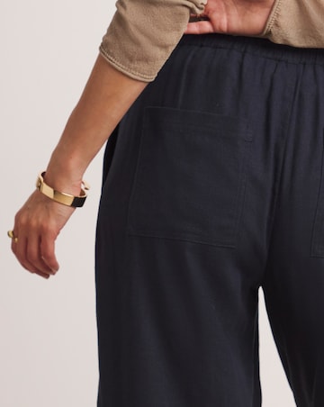 Anthology Linen Mix Navy Barrel Leg Trousers