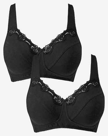 Pretty Secrets (2 Pack) Full Cup Non Wired Bras (B-G) Black/Black
