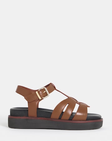 Fontana Leather T Bar Fisherman Sandals - Extra Wide Fit (EEE)