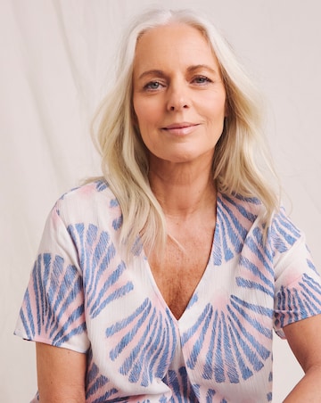 Julipa Printed Crinkle Short Sleeve Top