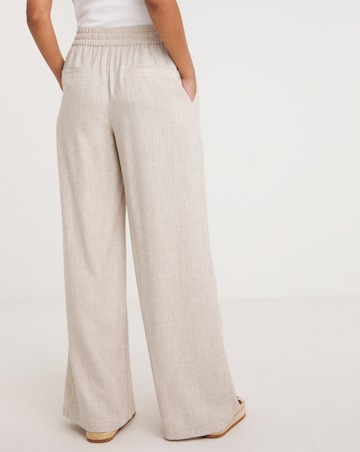 Natural Linen Mix Wide Leg Trousers