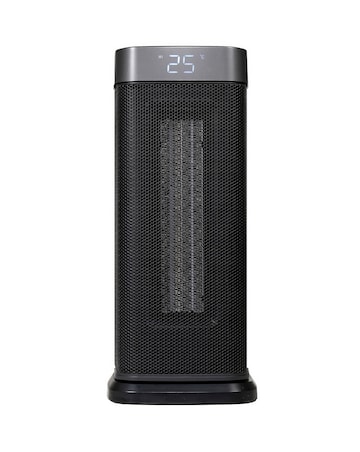 Russell Hobbs Black 2kw Digital Oscillating Ceramic Heater with silver Trim