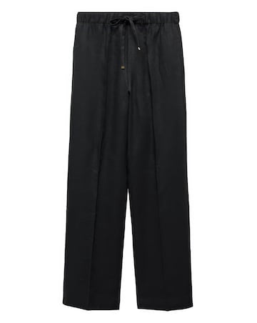 Mango Linen Blend Elastic Waist Trousers