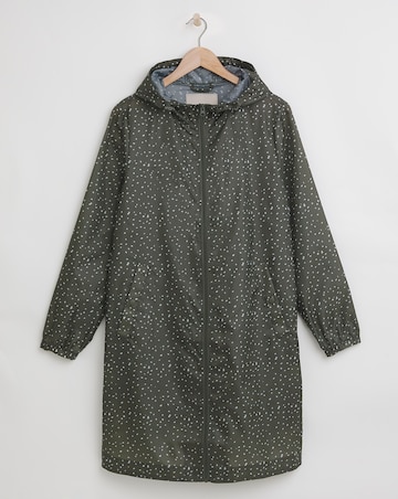 Khaki Spot Longline Pac A Mac Raincoat