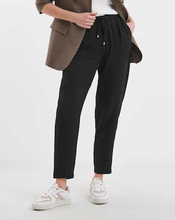 Black Textured Tapered Pull On Trouser