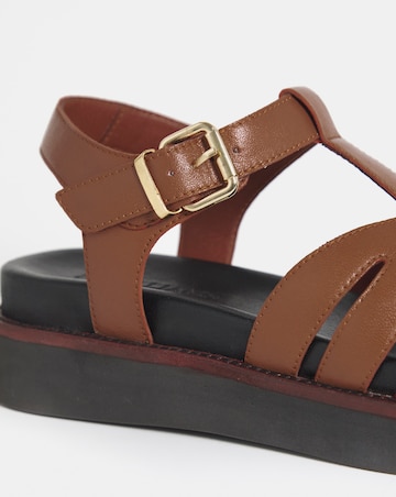 Fontana Leather T Bar Fisherman Sandals - Extra Wide Fit (EEE)