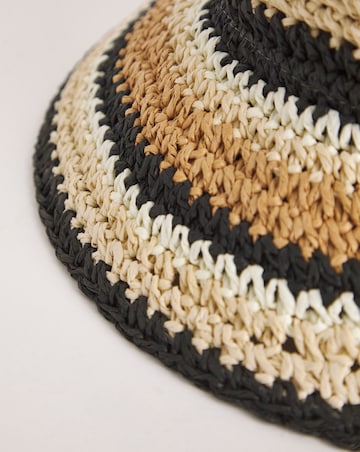 Neutral Stripe Raffia Straw Hat