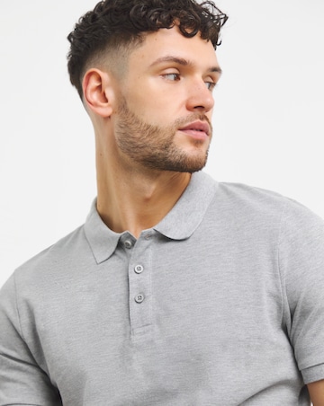 Pure Cotton Marl Pique Polo Long Length- Charcoal