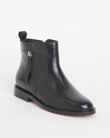 Camden Leather Side Zip Ankle Boots - Wide Fit (E)