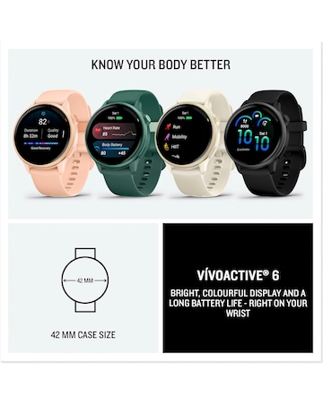 Garmin Vivoactive 6 AMOLED 42mm Smart Watch - Lunar Gold