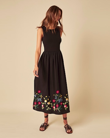 Nobody's Child Embroidered Hem Midi Dress