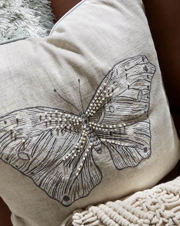 Embroidered Butterfly Cushion