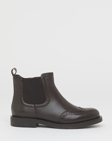 Samantha Leather Chelsea Boot With Brogue Detailing - Extra Wide Fit (EEE)