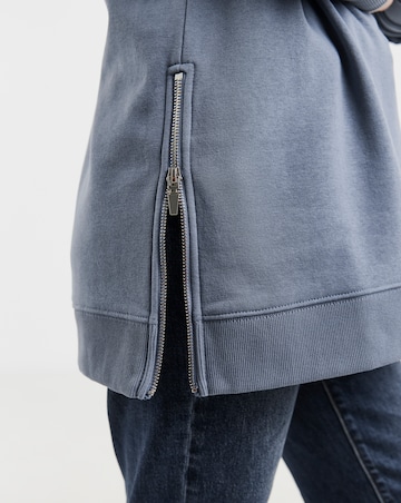 Side Zip Longline Sweatshirt