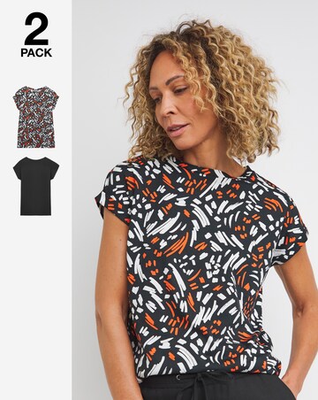 Mono Print/Black 2 Pack Boyfriend Short Sleeve T-Shirts