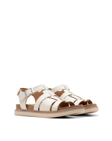 Clarks White Arwell Sun Strappy Sandal -Wide Fit (E)