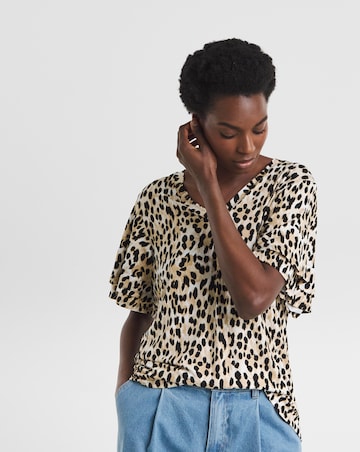 Double Angel Sleeve V Neck Top