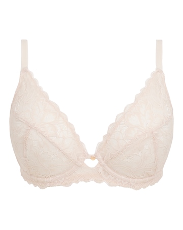 Figleaves Isla Lace Underwired Non Padded Plunge Bra B-GG - Blush