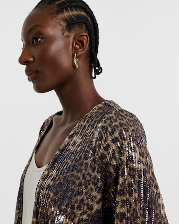 Leopard Sequin Short Kimono