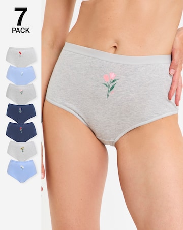 Pretty Secrets (7 Pack) Cotton Flower Detail Full Fit Knickers Floral