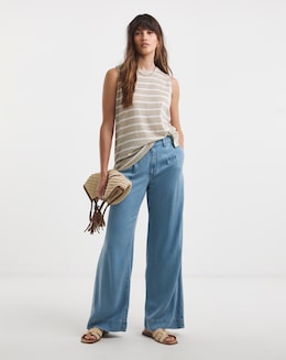 Light Blue Wide Leg Jeans with Tencel&trade; Lyocell