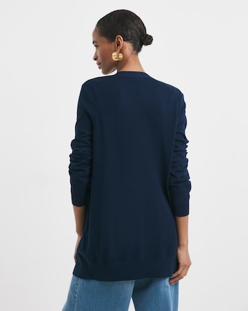 Navy Longline Edge To Edge Cardigan