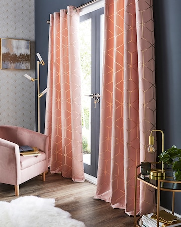 Zita Metallic Geo Eyelet Curtains