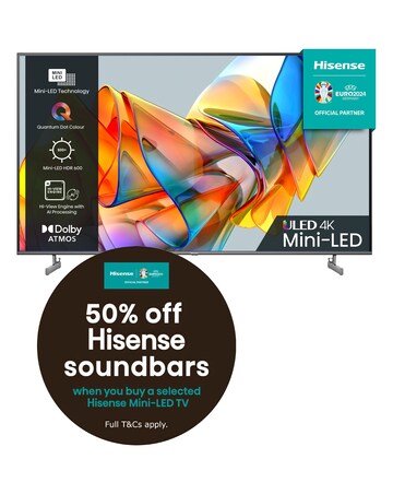 Hisense 55in 55U6KQTUK Smart 4K UHD HDR Mini-LED TV with Dolby Vision IQ