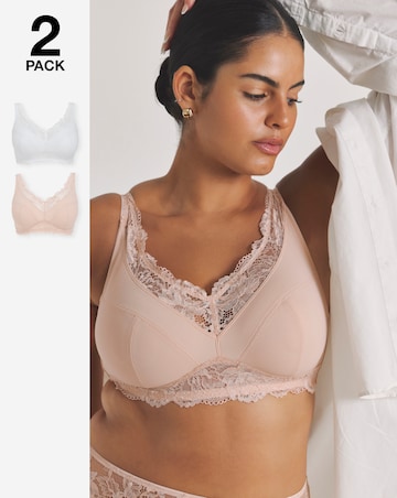 Pretty Secrets (2 Pack) New Ella Full Cup Non Wired Bras (B-G) Blush/White