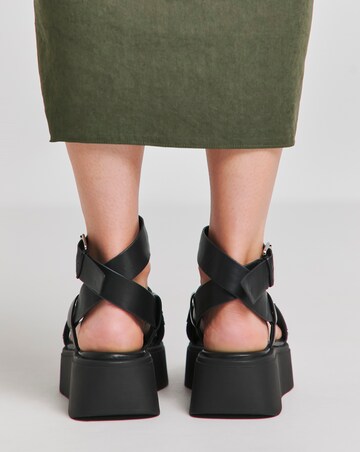 Simply Be Ruby Studded Cross Strap Flatform Sandals - Extra Wide Fit (EEE)