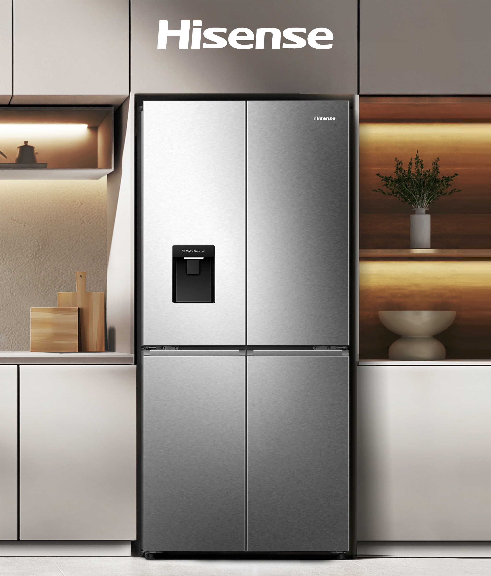 A large silver Hisense fridge
