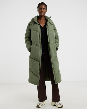 Khaki Longline Padded Coat