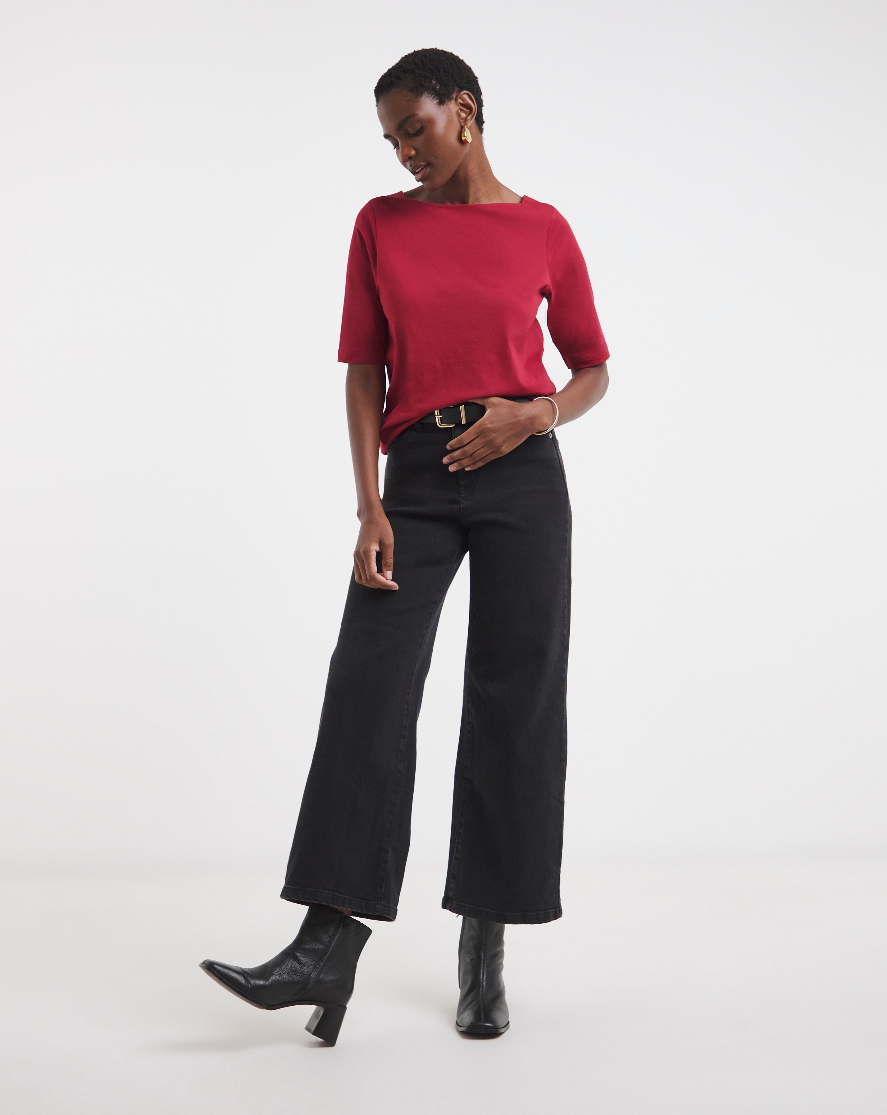 Slash Neck 3/4 Sleeve Top | JD Williams