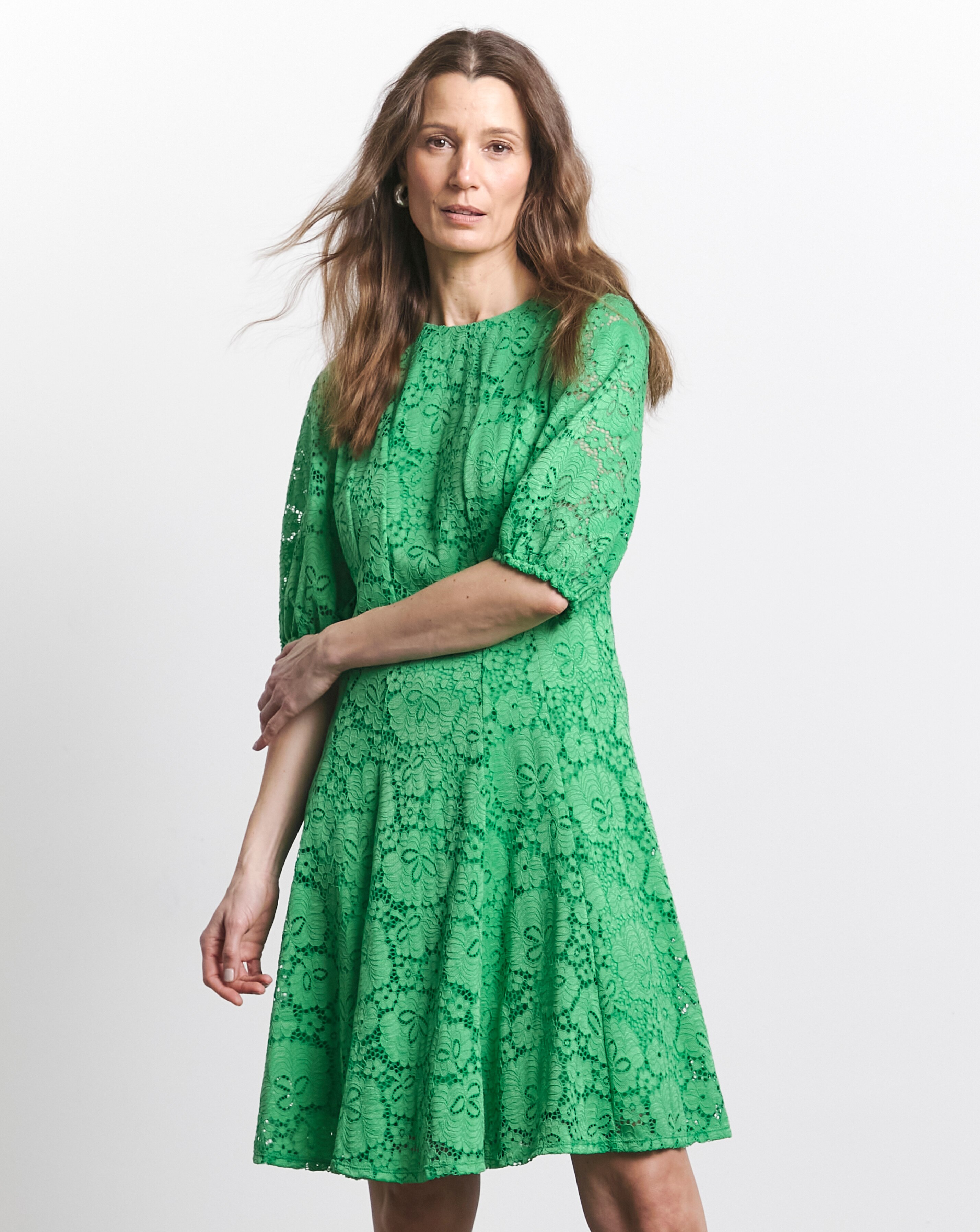 Joanna Hope Green Lace Skater Dress
