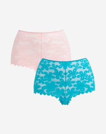 Pretty Secrets (2 Pack) Daisy Lace Short Knickers Blue/Pink