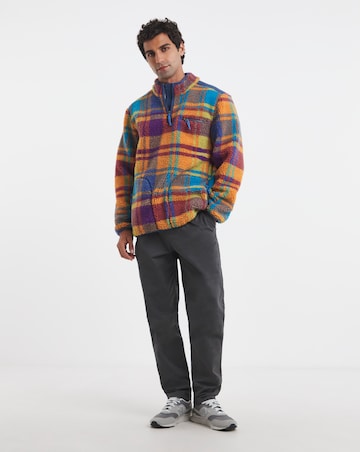 Joe Browns 1/4 Zip Check Borg Sweatshirt