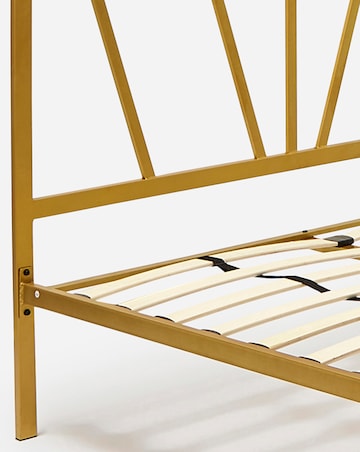 Joanna Hope Grace Gold Metal Bed with 3 Layer Memory Foam Hybrid Mattress