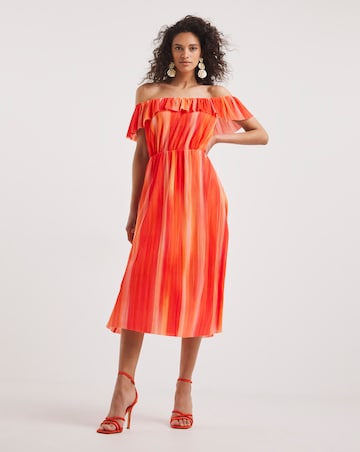 Summer Plisse Bardot Sun Dress