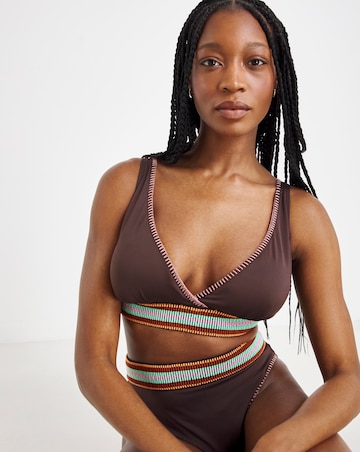 Simply Be Elastic Detail Plunge Bikini Set