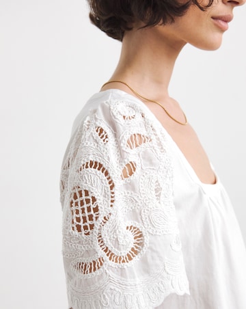 Square Neck Lace Sleeve Top