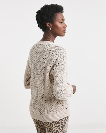 Neutral Crochet Button Down Cardigan