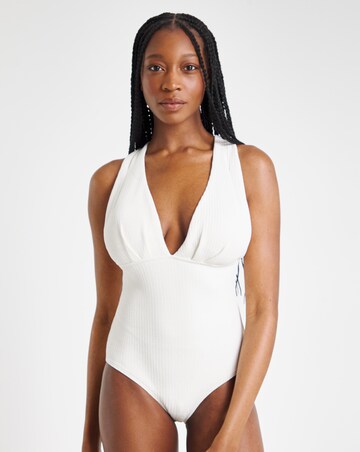 Simply Be Textured Cross Back Plunge Swimsuit